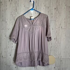 Knox Rose Mauve Eyelet Women's Blouse